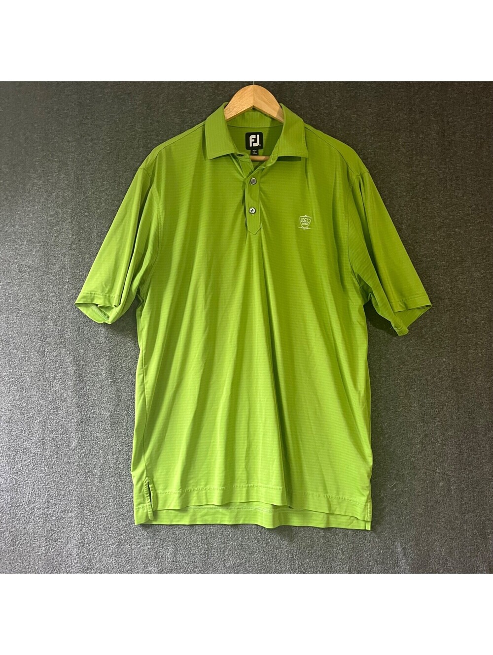 Footjoy FJ Shirt Men L Green White Striped Golf Polo Short Sleeve Performance
